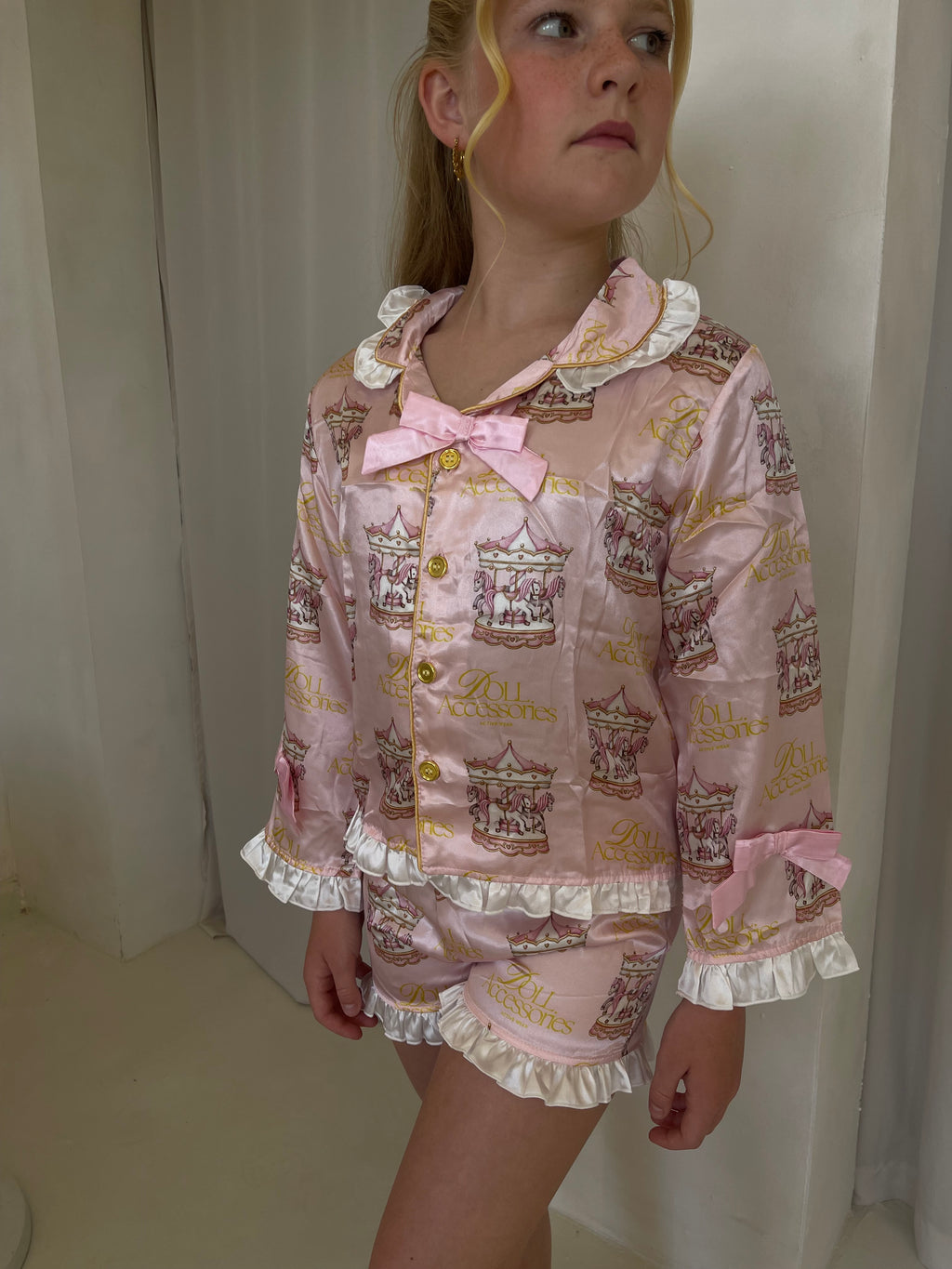 Halo Velour frill bow pjs set
