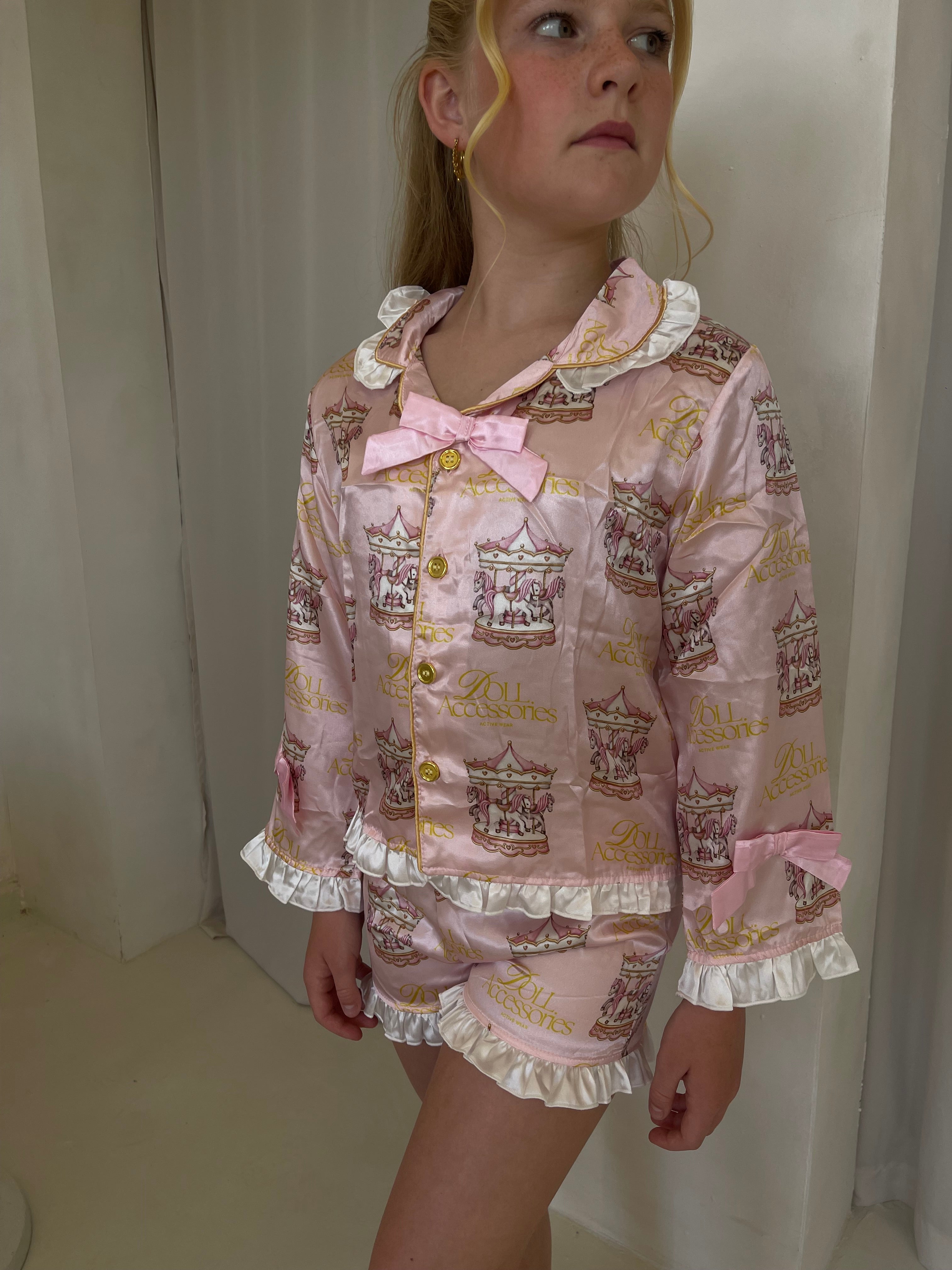 Halo Velour frill bow pjs set